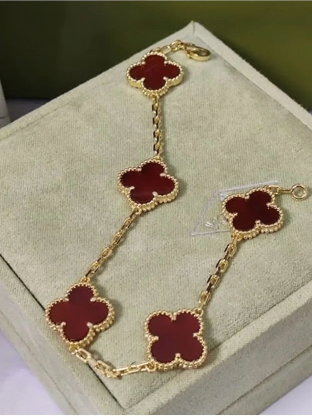 18k Yellow Gold Plated 15mm Red Carnelian Bracelet
